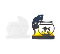 Anniv Silicone Molds for Epoxy Resin - DIY Craft Supplies with Easy Release | Silicone Molds Candle Holder Cat Watching Aquarium - For Home Office Decoration Crafts