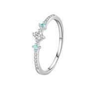Anniversary Band Rings for Women, 925 Silver Elegant Wedding Ring Band with Cubic Zirconia for Her Size R 1/2
