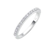 Anniversary Band, Rings for Women Marriage A Row Of Diamond 18.1K White Gold Size V 1/2