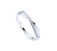 Anniversary Bands for Women, Silver Rings for Women Cute with 0.1Ct Diamond Pt950 Size O 1/2
