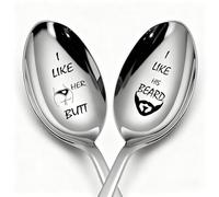 Anniversary Birthday Gifts for Couple，His and Hers Gifts，Engagement Gifts，MINWEGI Funny Couple Spoons Set for Fiance Fiancee,His and Hers Christmas Gifts with Humorous Engraved Messages, 2pcs