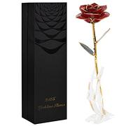 Anniversary Birthday Gifts for Women Forever Gold Dipped Rose Christmas Women Gifts 24k Gold Plated Eternal Flower Love Romantic Rose Gifts Box for Anniversary Valentines Day,Mothers Day,Birthday(red)