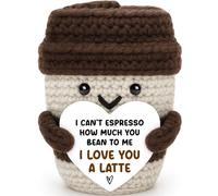 Anniversary Birthday Gifts for Women Men Boyfriend Girlfriend Couple, Christmas Stocking Stuffers Valentine's Day for Husband Wife Coffee Lover Positive Crochet Coffee Mug Decor I Love You Her Him