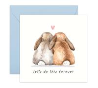 Anniversary Card - Cute Bunny Rabbits - “Let’s Do This Forever” - Romantic Card for Wife, Husband, Boyfriend, Girlfriend, Fiance, Couples or Spouse - Valentines Day - Comes with Stickers