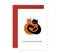 Anniversary Card - Do This Fur-Ever - Cats - Romantic Valentines Idea for Husband Wife Boyfriend Girlfriend Him Her Babe Cat Lovers - Hugging, Sweet Pun - Comes With Stickers