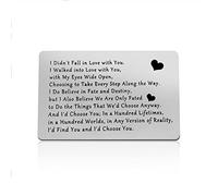 Anniversary Card for Boyfriend Girlfriend Metal Wallet Insert Couples Gifts for Husband from Wife Groom Bride Gifts Valentines Day Birthday Wedding Deployment Engagement Present