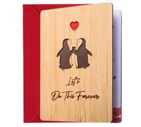 Anniversary Card for Couple, Penguin Pattern valentines day Anniversary Card, Handmade Wooden Wedding Card For Wife Husband Girlfriend Boyfriend Partner Friend Gifts