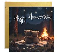 Anniversary Card for Couple Women Men, Teddy Bear Star Sky Wedding Anniversary Card, Mum and Dad Daughter and Son in Law Anniversaries Cards,150mm Bday Greeting Cards with Envelope, Blank Inside