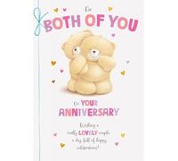 Anniversary Card for Couples, Teddy Bear Design, Pink and White, Both of You Message