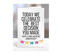 Anniversary Card for Him Her, Today We Celebrate, Funny, Joke, Gifts for Husband, Wife, Boyfriend, Girlfriend, Presents for Men, Women, China Wedding, A5-193_131