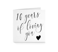 Anniversary Card for Him Her - Years Of Loving You Cursive (16 Years)