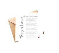 Anniversary Card for Husband - Romantic Love Poem Card - Wedding Day Memories Card - Heartfelt Anniversary Card from Wife