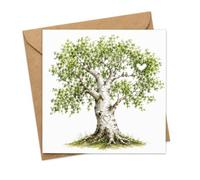 Anniversary Card for Husband, Wife or Couple with Envelope, Romantic Birch Tree and Two Birds Illustration with Carved Heart Design, Thoughtful Love Greeting for Partner or Special Couple