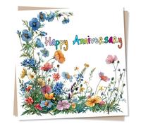 Anniversary Card for Husband, Wife, Partner - Wedding - Colourful Floral