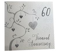 white cotton cards Diamond Wedding, Handmade 60th Card (Anniversary Tree, Code AB60),16cm x 16cm
