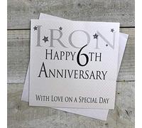 white cotton cards Iron Happy 6th Love On A Special Day, Handmade Anniversary Card (Code AW6)