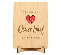Anniversary Card for Wife, Husband, Girlfriend, Boyfriend, Wooden 5th Anniversary Present, Handmade Birthday Card for Her Him, Valentines Gifts
