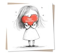 Anniversary Card For Wife, Husband, Women, Friend, Loved One - Happy Anniversary Message With Love Heart Design - Heartfelt, Sweet and Adorable Wishes for Partner