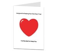 Anniversary Card Funny 1st First. Congratulations On Passing Your One Year Trial For Him & Her. Perfect For Wedding Paper Or Relationship. Boyfriend Girlfriend Husband & Wife.