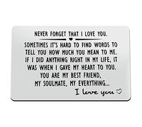 Anniversary Card Gifts for Him Engraved Wallet Insert Card for Boyfriend Husband Never Forget That I Love You Birthday Christmas Gifts Valentines Day Gifts I Love You Gifts for Him