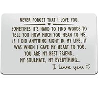 Anniversary Card Gifts for Him Engraved Wallet Insert Card for Boyfriend Husband Never Forget That I Love You Valentine's Day Wedding Birthday Gift for Men Fiance Couple Gift