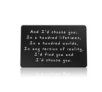 Anniversary Card Gifts for Men Women Valentines Day Card Gift Engraved Wallet Insert Card for Husband Wife I'd Choose You Wedding Birthday Gift for Men Women Christmas Card for Groom Fiance