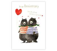 Anniversary Card - On Our Anniversary - Bears and Balloon - Special Finishes - Made in the UK - Eco-Friendly