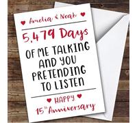Anniversary Card Personalised 15th Pretending To Listen Funny Days | Custom Card Personalised Cards, For Husband, For Wife, Him, Her, Funny, Anniversary, 15th