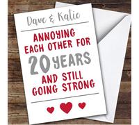 Anniversary Card Personalised 20th Annoying But Still Strong Funny | Custom Card Personalised Cards, For Husband, For Wife, Him, Her, Funny, Anniversary, 20th