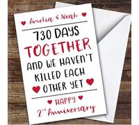 Anniversary Card Personalised 2nd Not Killed Each Other Yet Funny Days | Custom Card Personalised Cards, For Husband, For Wife, Him, Her, Funny, Anniversary, 2nd