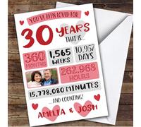Anniversary Card Personalised 30th Photo Days Weeks Months Years Hearts | Custom Card Personalised Cards, For Husband, For Wife, Him, Her, Photo Upload, Anniversary, 30th