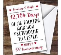 Anniversary Card Personalised 35th Pretending To Listen Funny Days | Custom Card Personalised Cards, For Husband, For Wife, Him, Her, Funny, Anniversary, 35th