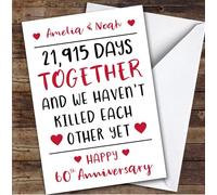Anniversary Card Personalised 60th Not Killed Each Other Yet Funny Days | Custom Card Personalised Cards, For Husband, For Wife, Him, Her, Funny, Anniversary, 60th