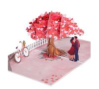 Anniversary Card Pop Up | 3D Valentines Day Birthday Thank You Card (Size 15x20 cm - Romantic Couple Heart Tree)
