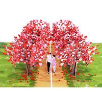 Anniversary Card | Pop Up Love Engagement, 3D Greeting Card for Wife Couple (Size 15x20 cm - Romantic Heart Tree Avenue Path)