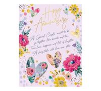 Anniversary Card - Special Couple - Floral Love Hearts Design - Special Finishes - Made in the UK - Eco-Friendly
