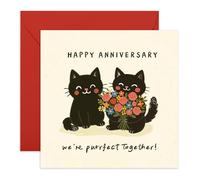Anniversary Card - We're Purrfect Together! - Adorable Greeting Card for Girlfriend, Boyfriend, Him, Her, Wife, Husband, Cat Lovers, Partner, Spouse, Babe, Couples -Comes with Envelope and Stickers