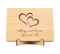Anniversary Card with Stand, Wedding Anniversary Card for Wife, Husband, Girlfriend, Boyfriend, Valentines Card Wooden 5th Anniversary Present, Handmade Love Cards Birthday Card for Her Him