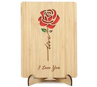 Anniversary Card with Stand, Wedding Anniversary Card for Wife, Husband, Girlfriend, Boyfriend, Wooden 5th Anniversary Present, Handmade Love Cards Birthday Card for Her Him, Valentines Day Card