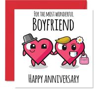 Anniversary Card - Wonderful Boyfriend - Happy Anniversary Cards for Boyfriend Partner, 145mm Greeting Cards for Anniversaries