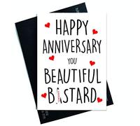 Anniversary Cards, Celebration Cards, Funny Cards, Novelty Cards Adult Humour Cards You Beautiful B*stard Husband Card Boyfriend Cards PC111