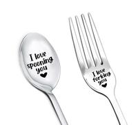 Anniversary Christmas Gifts Spoon Fork for Couple Wife Husband Boyfriend Girlfriend I Forking Spooning Love You Fruit Dessert Forks Coffee Tea Spoons Gifts for Best Friend Birthday Gifts