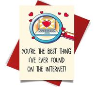 Anniversary Day Cards for Him and Her - Hilarious Greeting Card with Envelope Internet Dating Valentines Day Card Gift, Best Thing I've Ever Found on The Internet