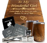 Anniversary for Her - ‘To My Wonderful Girl’ Engraved Wine Tumbler Set | Romantic Present for Wife or Girlfriend | Unique Wedding - Birthday Gift