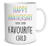 Anniversary Gift Coffee Mug Mum Dad from Your Favourite Child Tea Cup Present Happy Anniversary Ceramic Mugs Coffee Cup Gift WSDMUG1214