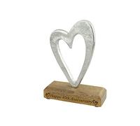 Anniversary Gifts 40th Anniversary Rustic Heart Decoration - Freestanding Aluminium & Wood Ornament - “Happy 40th Anniversary” Engraving - Traditional Ruby for Couples (hssanni-40)