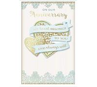 Anniversary Greeting Card 15 x 23 cm Quality Card On Our Anniversary My Heart Belongs to You and Always Will
