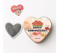 Anniversary Heart-Shaped Tea Bags Gift Tin - Romantic Tea Gift for Couples, Husband or Wife - Premium Tea, Keepsake Tin (Set of 5) (Lemon Green Tea)