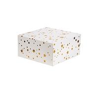 Anniversary House 10-inch Christmas Cake Box, Gold Star Foil Print, 12.7 x 26 x 26 CM, J074