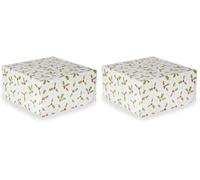 Anniversary House 10-inch Christmas Cake Boxes with Holly Print - Recyclable Paper Packaging for Festive Bakes, Gifts, Cookies, Brownies & Treats - Includes Insert Cards - 2-Pack, 12.7 x 26 x 26cm